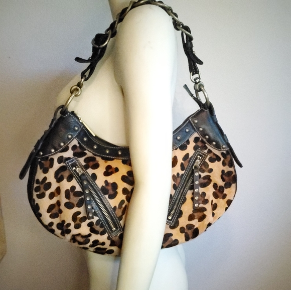Kate Landry Handbags - Kate Landry Leopard Calf Hair Hobo Bag